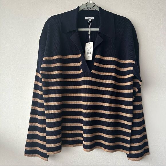 Rails Harris Sweater Camel Navy Stripe - Picture 1 of 13